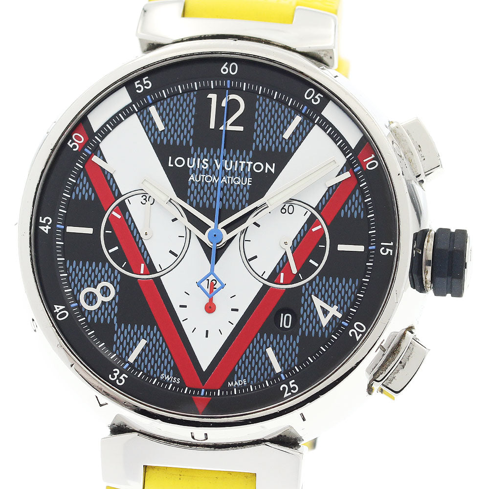 LOUIS VUITTON Tambour QA076 Damier Cobalt V Automatic Men's Watch_920657