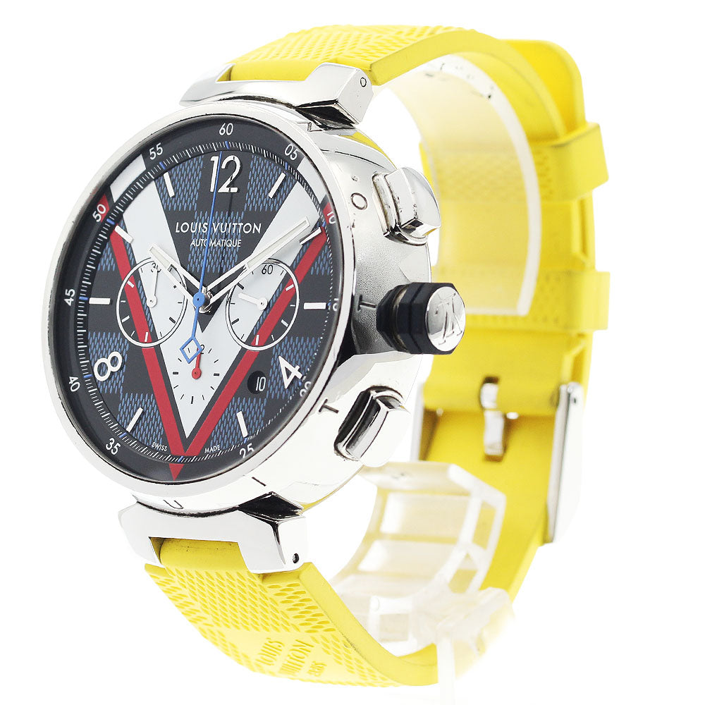 LOUIS VUITTON Tambour QA076 Damier Cobalt V Automatic Men's Watch_920657