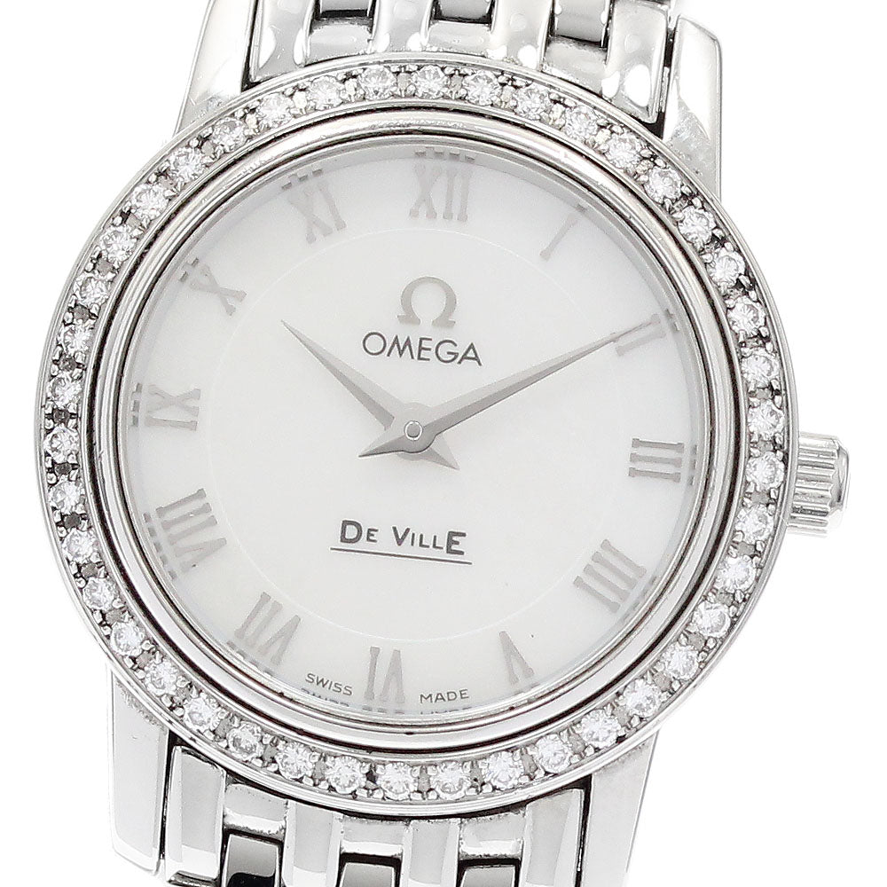 OMEGA De Ville Prestige 4575.71 Diamond Bezel White shell Dial Quartz Ladies Watch_920743