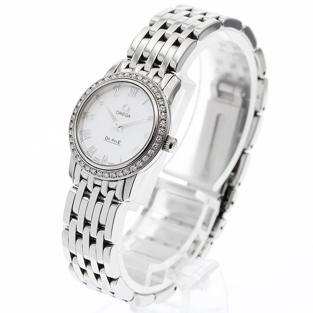 OMEGA De Ville Prestige 4575.71 Diamond Bezel White shell Dial Quartz Ladies Watch_920743