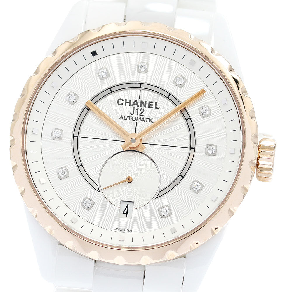 CHANEL J12 H4359 11P Diamond Date Silver Dial Automatic Men's Watch_920745