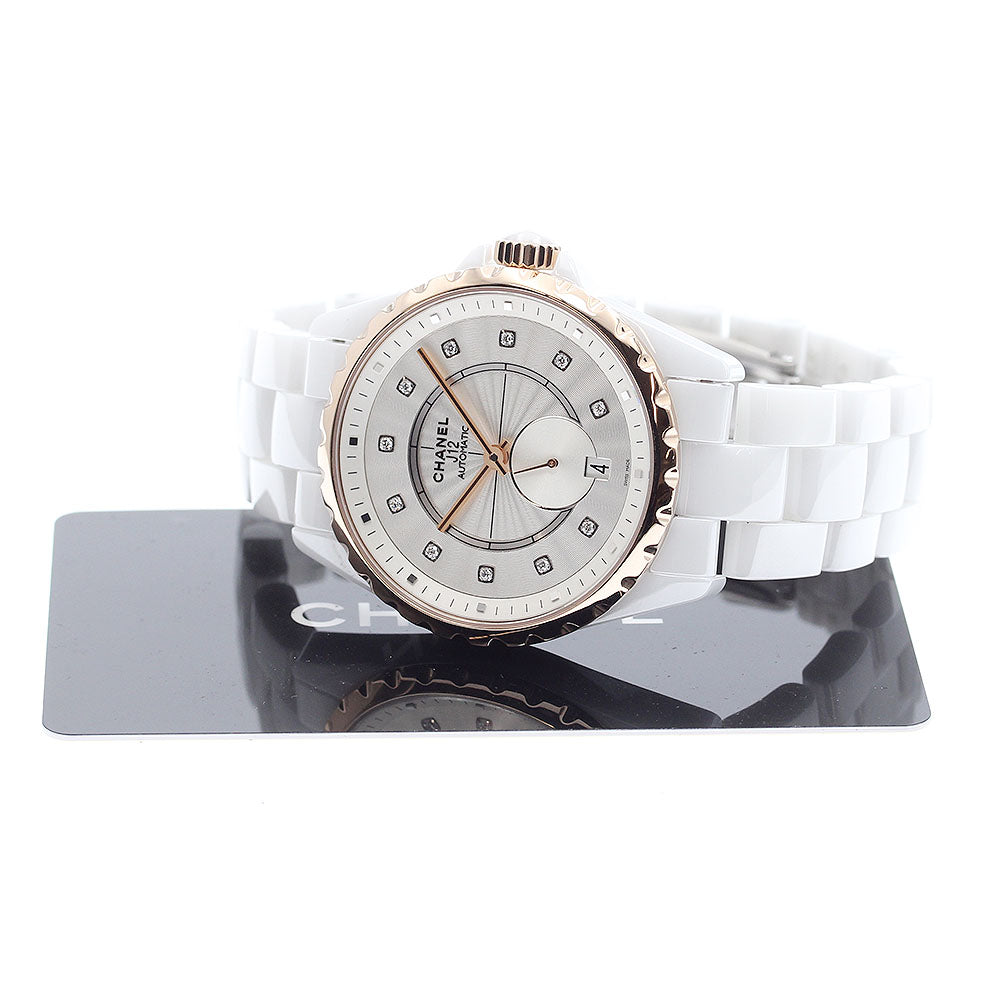 CHANEL J12 H4359 11P Diamond Date Silver Dial Automatic Men's Watch_920745