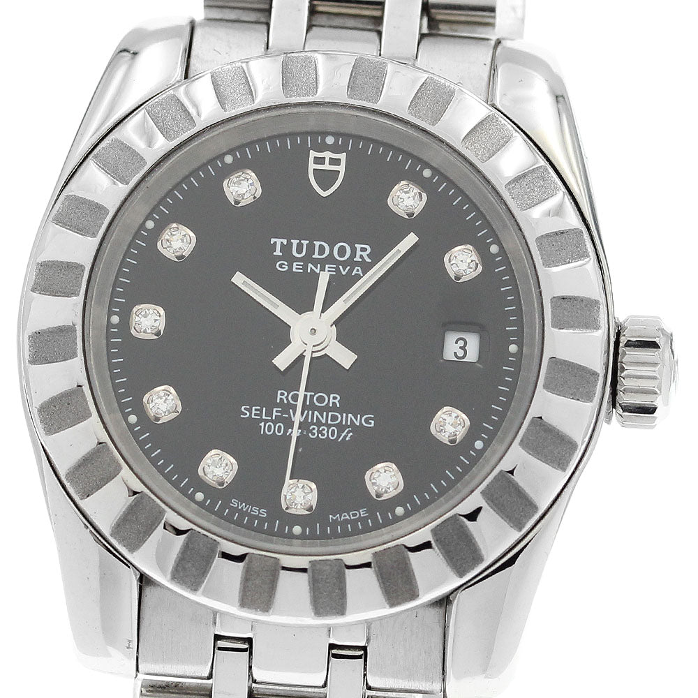 TUDOR Classic Date 22010 10P diamond Black Dial Automatic Ladies Watch_920784