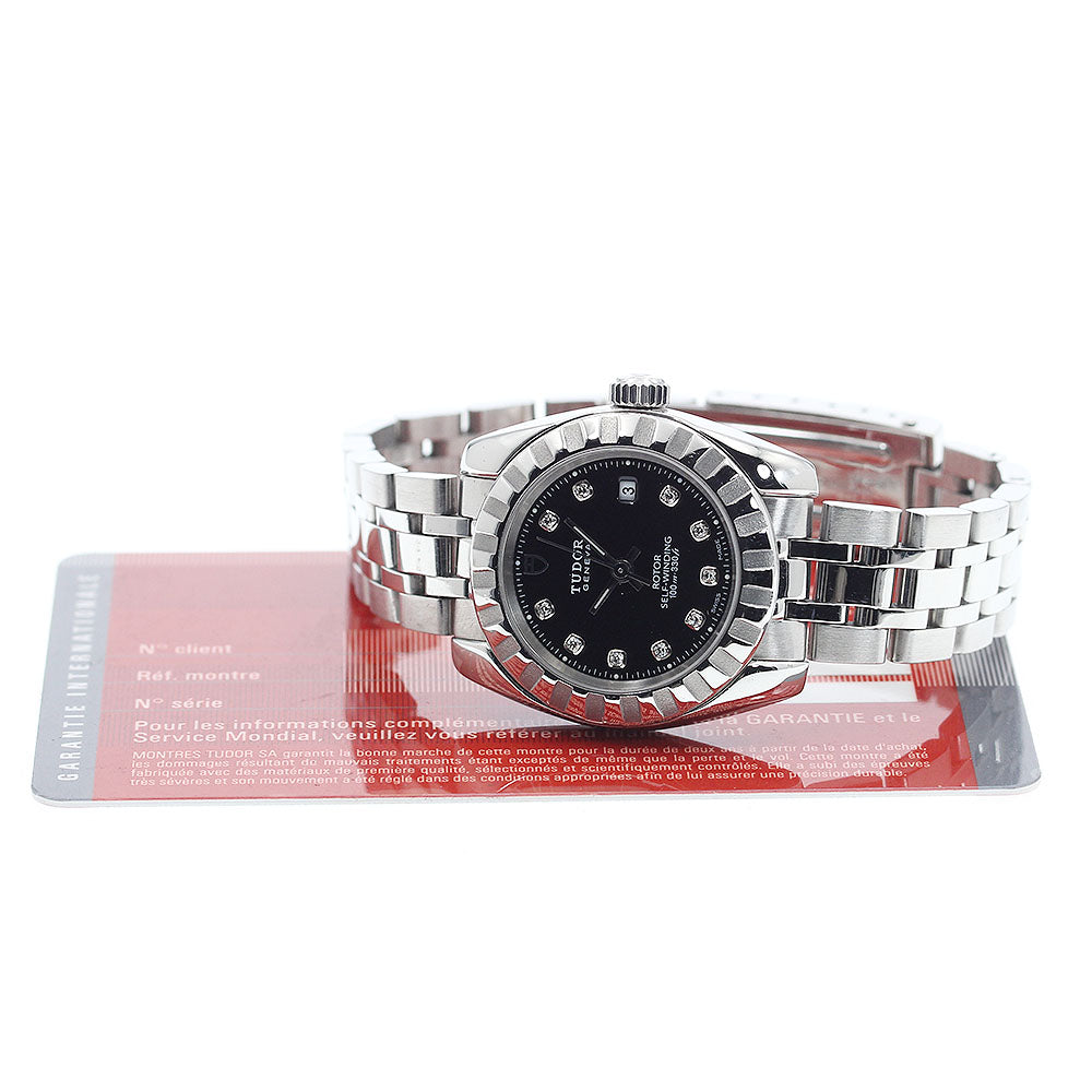 TUDOR Classic Date 22010 10P diamond Black Dial Automatic Ladies Watch_920784