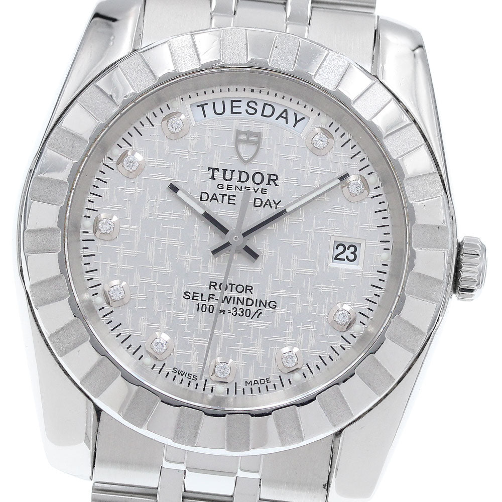 TUDOR Classic Date Day 23010 10P diamond Navy Dial Automatic Men's Watch_920800