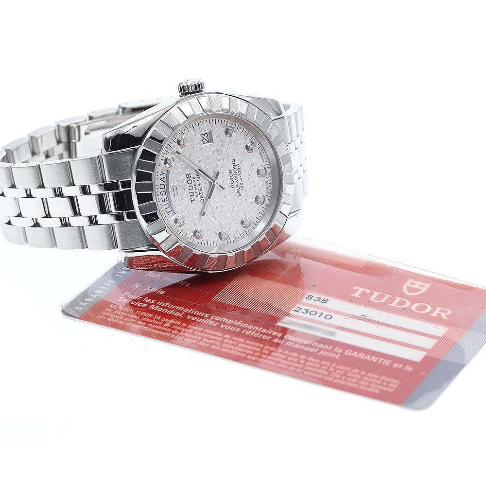 TUDOR Classic Date Day 23010 10P diamond Navy Dial Automatic Men's Watch_920800