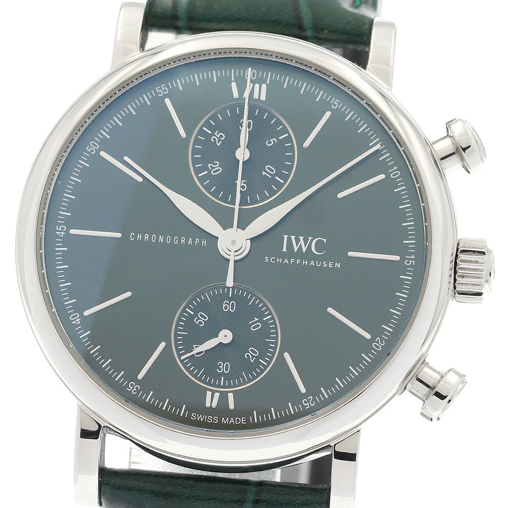 IWC SCHAFFHAUSEN Portofino IW391405 Chronograph green Dial Automatic Men's Watch_920832