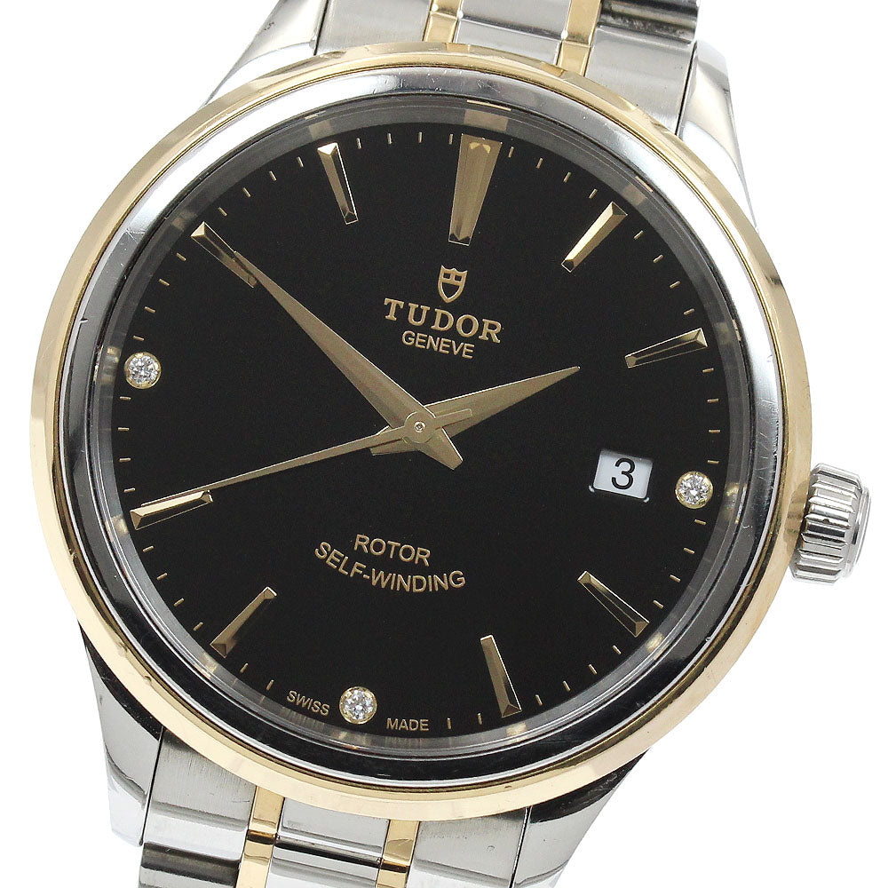 TUDOR style 12503 YG2 tone 3P diamond black Dial Automatic Men's Watch_920849