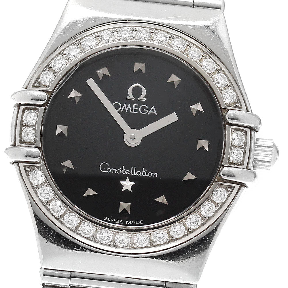 OMEGA Constellation Diamond Bezel black Dial Quartz Ladies Watch_920979