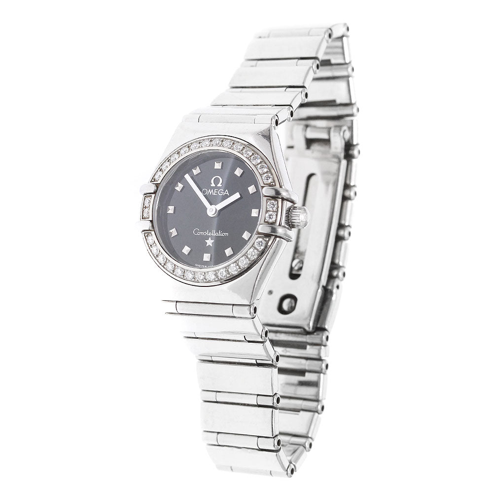 OMEGA Constellation Diamond Bezel black Dial Quartz Ladies Watch_920979