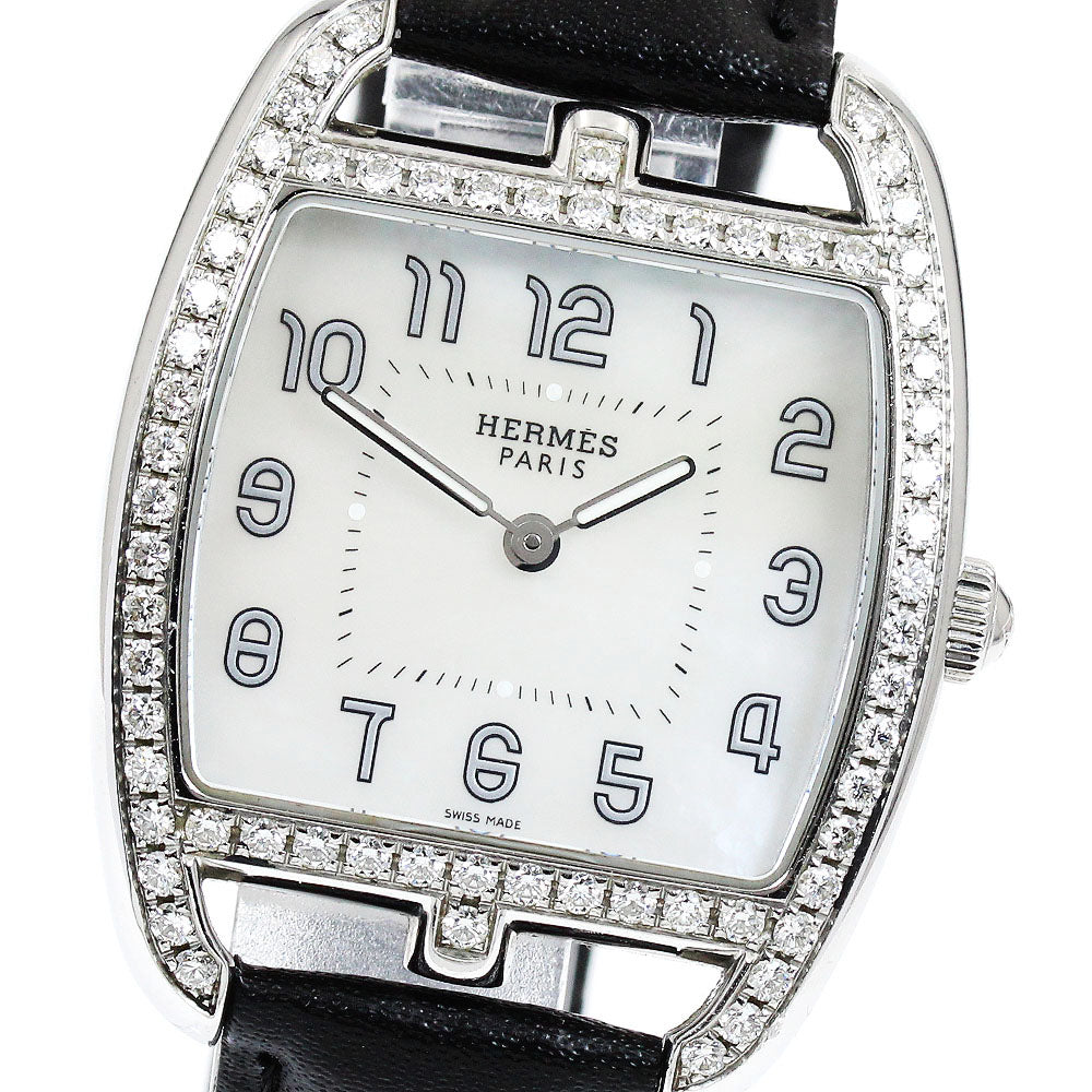 HERMES Cape Cod Tonneau CT1.730 White shell dial with diamond bezel White shell Dial Quartz Boy's Watch_920987