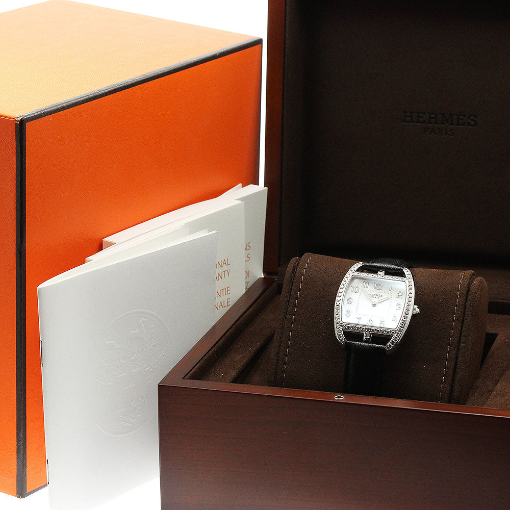 HERMES Cape Cod Tonneau CT1.730 White shell dial with diamond bezel White shell Dial Quartz Boy's Watch_920987
