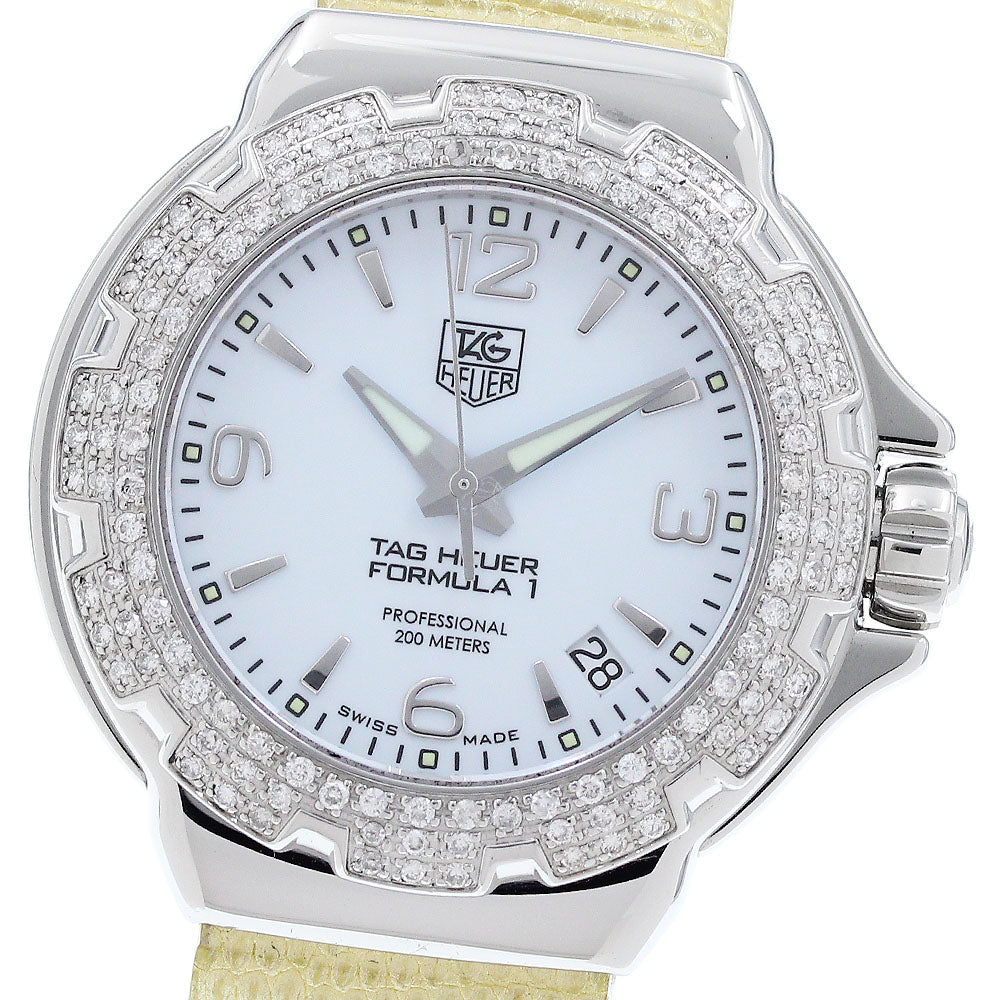 TAG HEUER Formula 1 WAC1215 date diamond bezel white Dial Quartz Ladies Watch_920994