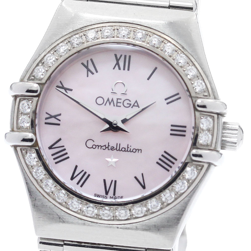 OMEGA Constellation 1466.83 Diamond Bezel Pink shell Dial Quartz Ladies Watch_920995