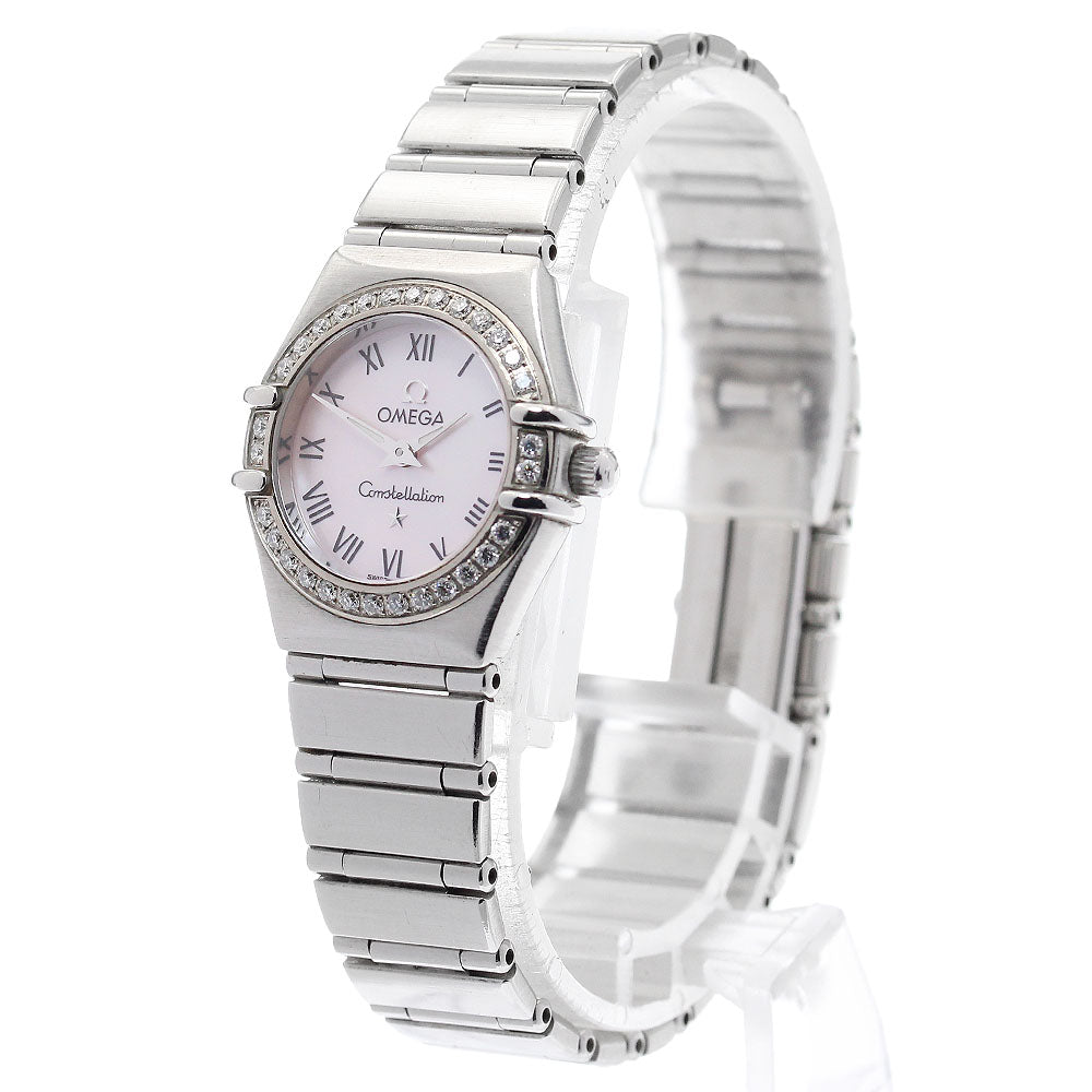 OMEGA Constellation 1466.83 Diamond Bezel Pink shell Dial Quartz Ladies Watch_920995