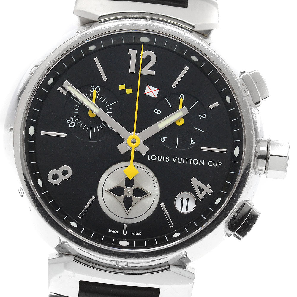LOUIS VUITTON Tambour Lovely Cup Q11BG Chronograph Date black Dial Quartz Men's Watch_921010