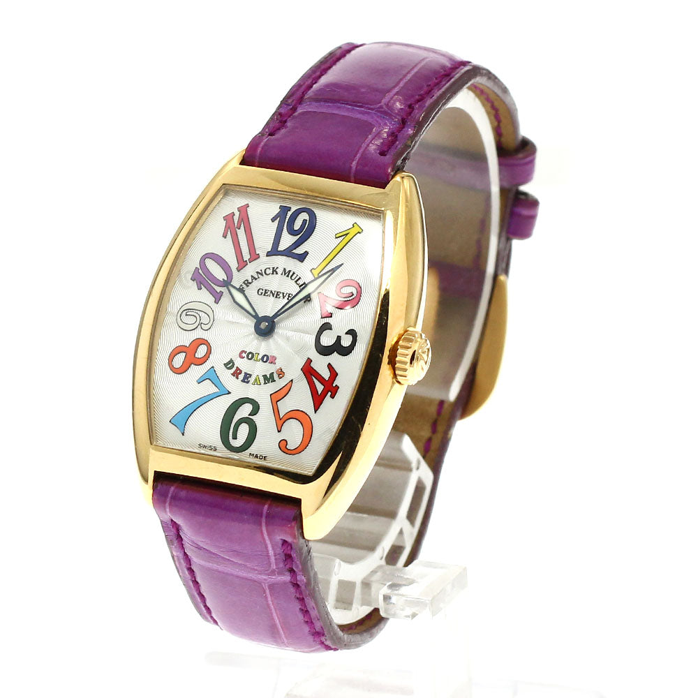 FRANCK MULLER Tono Curvex Color Dreams 7502QZ 18K Yellow Gold Silver Dial Quartz Ladies Watch_921058