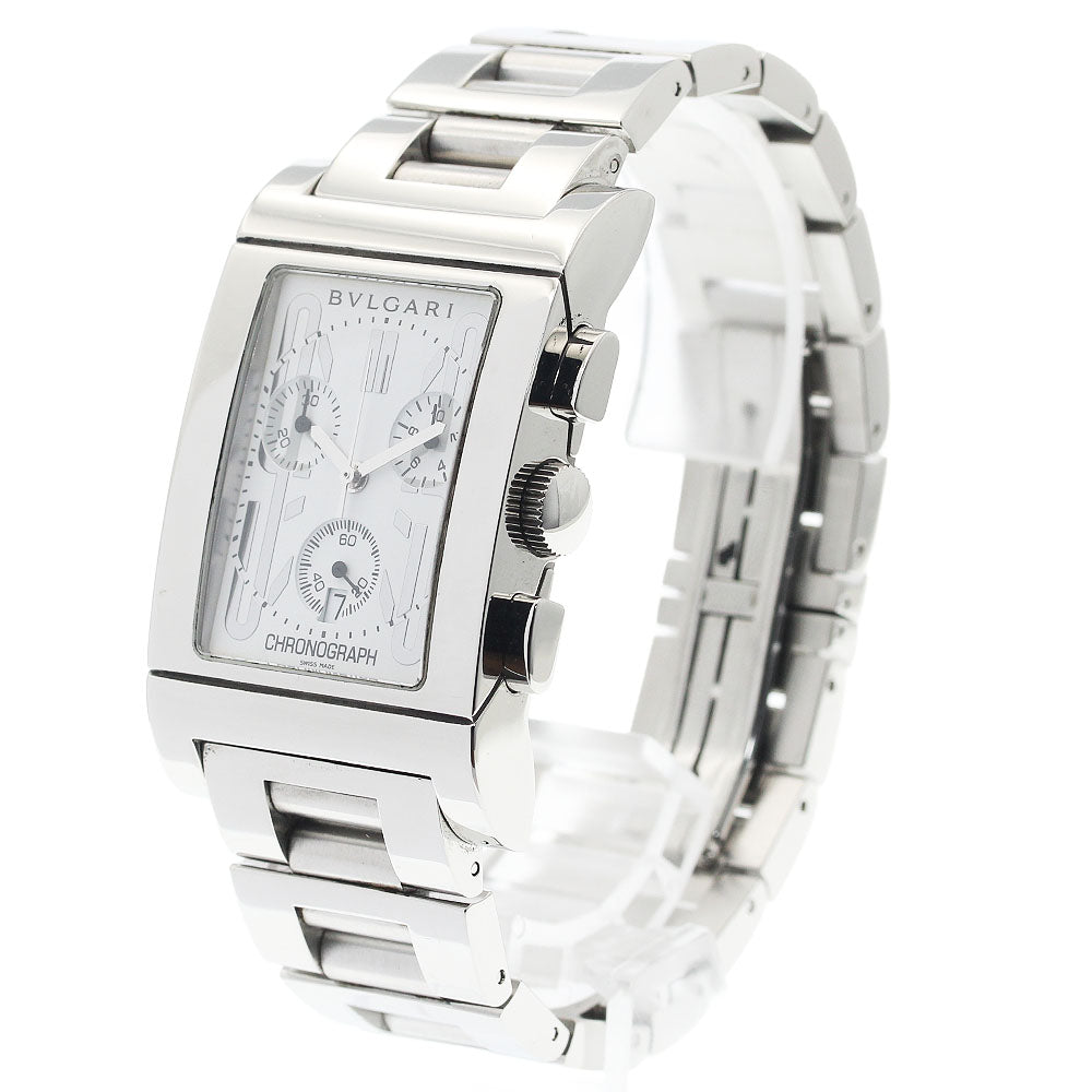 BVLGARI Rettangolo RTC49S Date Chronograph white Dial Quartz Men's Watch_921120