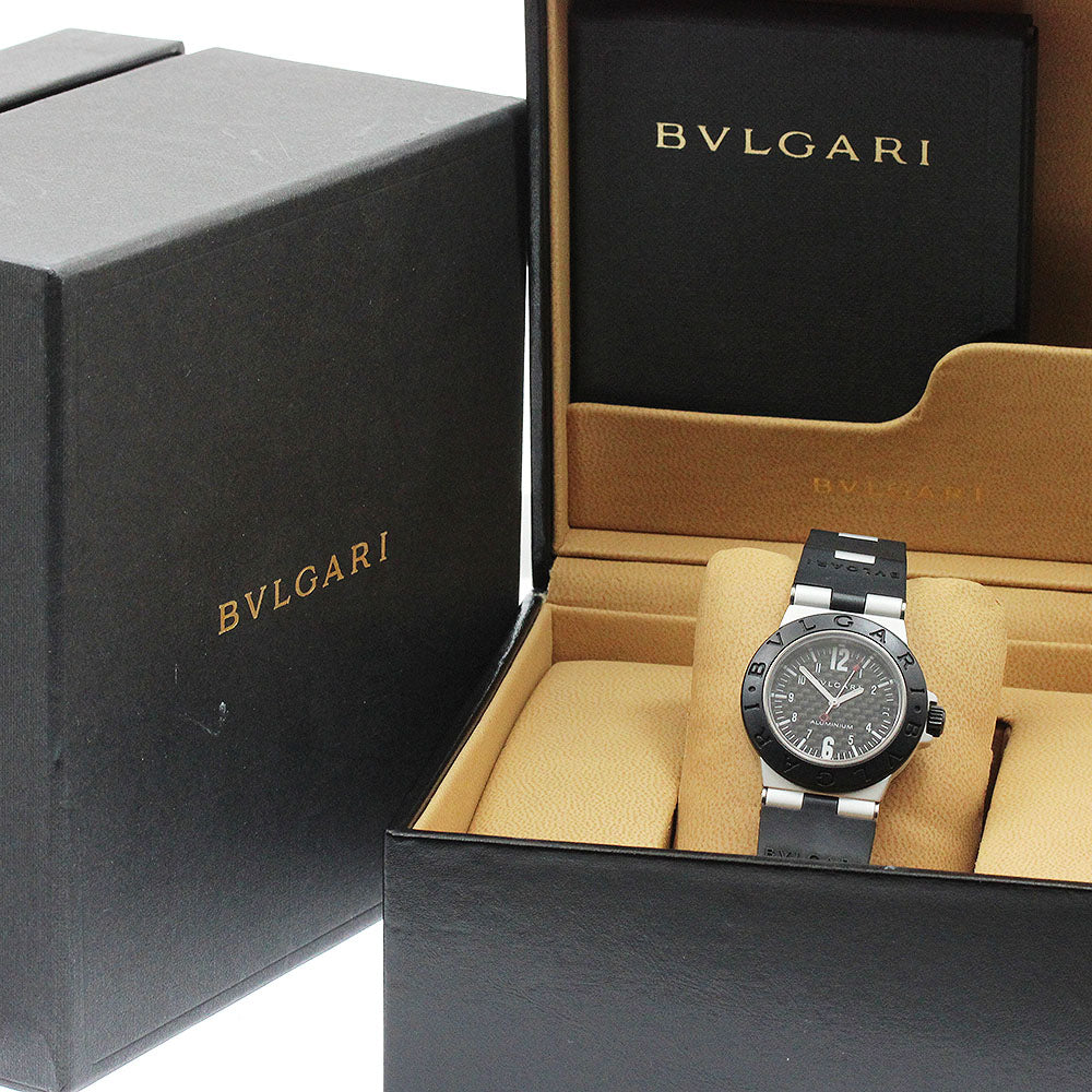 BVLGARI aluminum AL32TA Date Carbon black Dial Quartz Boy's Watch_921141