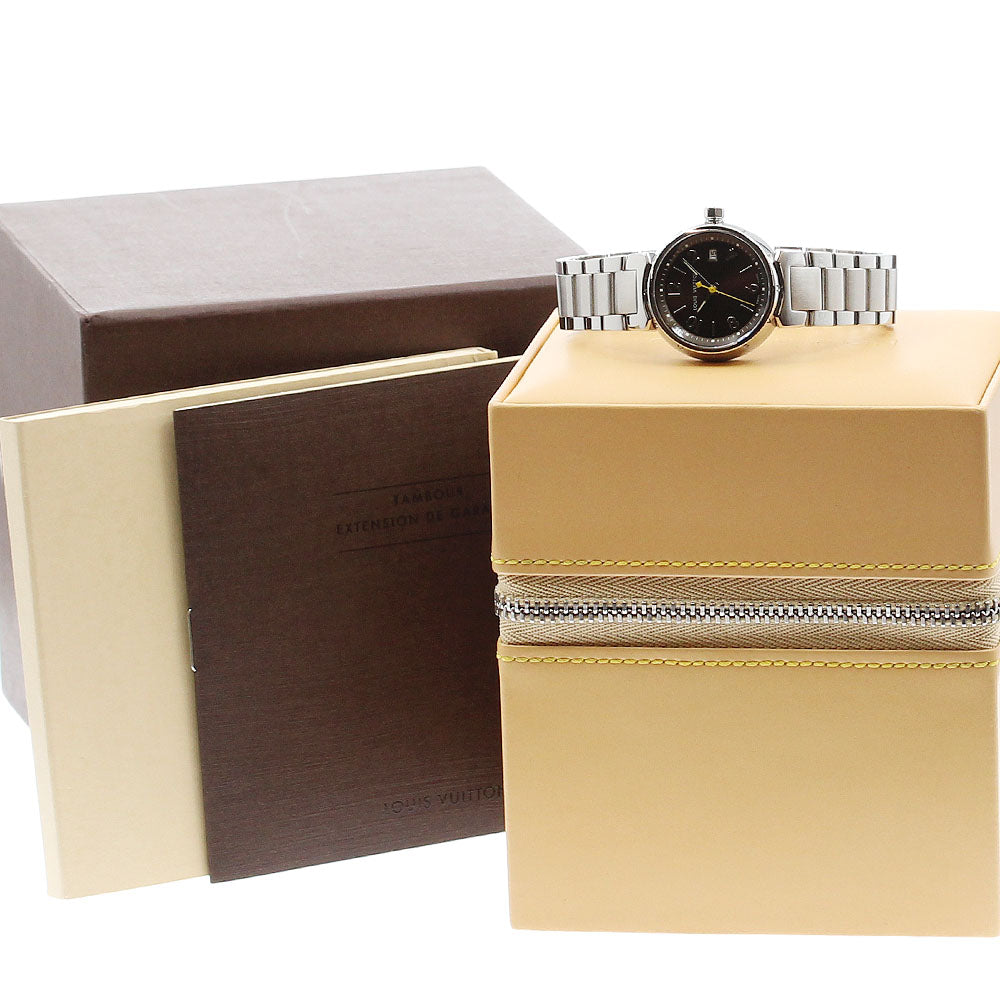 LOUIS VUITTON Tambour Q1212 Date Brown Dial Quartz Ladies Watch_921166