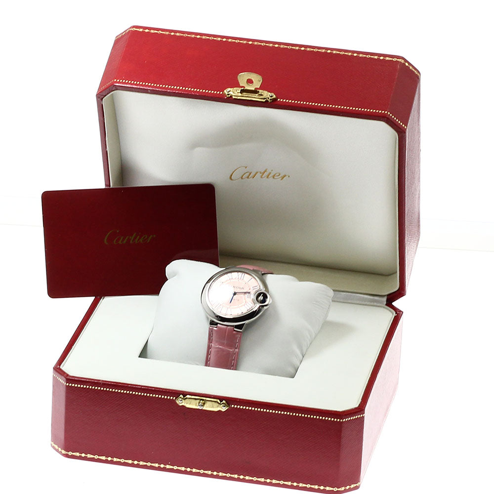 CARTIER Baron Blue 33mm WSBB0002 pink Dial Automatic Ladies Watch_921356