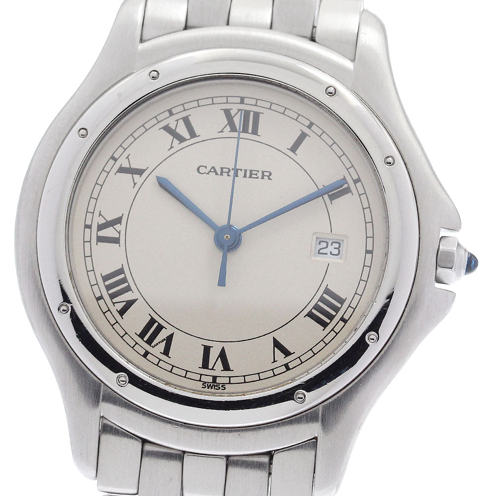 CARTIER PANTHERE Cougar LM W35002F5 Date beige Dial Quartz Men's Watch_921358