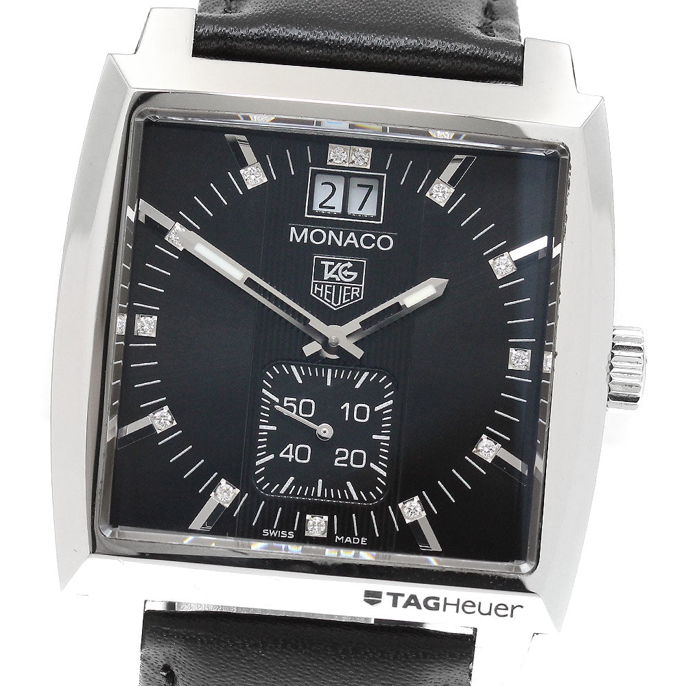 TAG HEUER Monaco WAW1310 Date 13P Diamond black Dial Quartz Men's Watch_921458