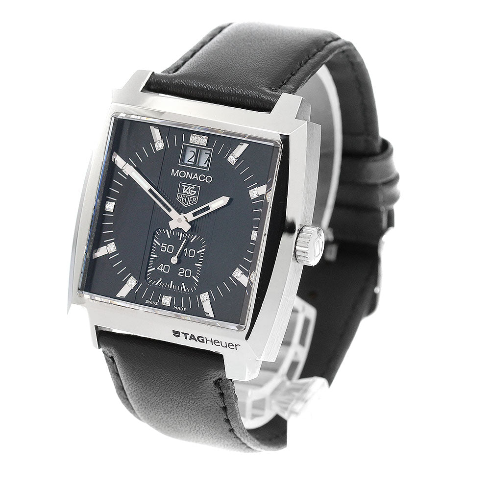 TAG HEUER Monaco WAW1310 Date 13P Diamond black Dial Quartz Men's Watch_921458