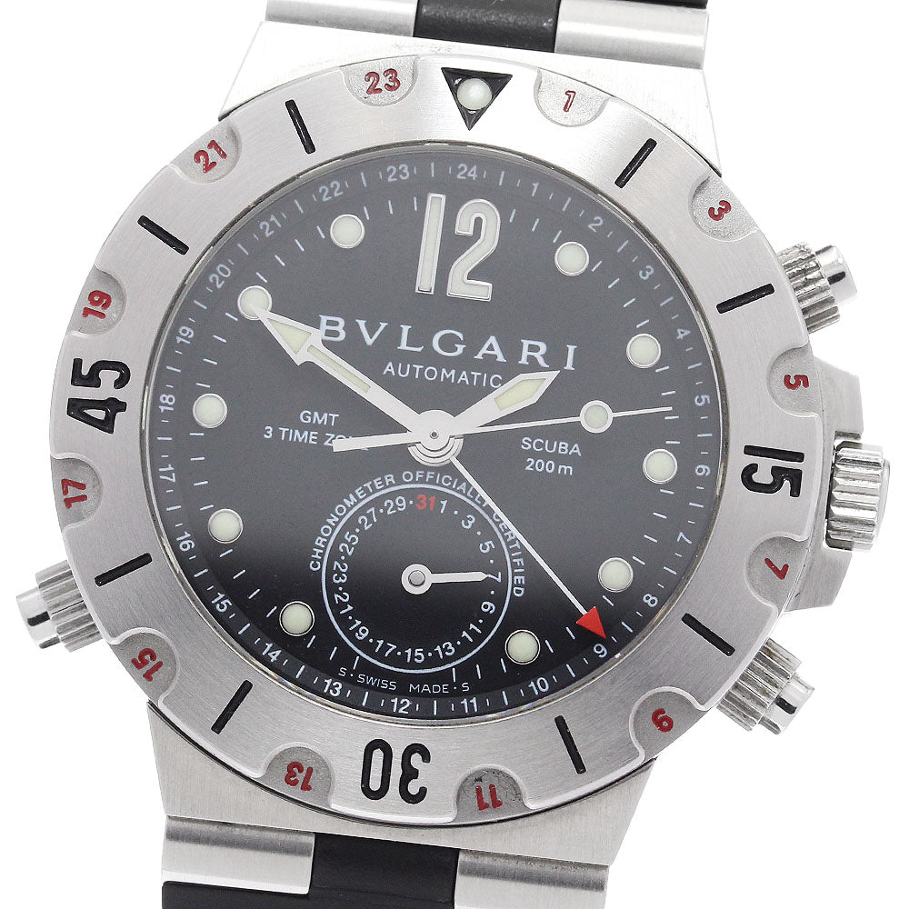 BVLGARI Diagono Scuba SD38SGMT GMT date black Dial Automatic Men's Watch_921569