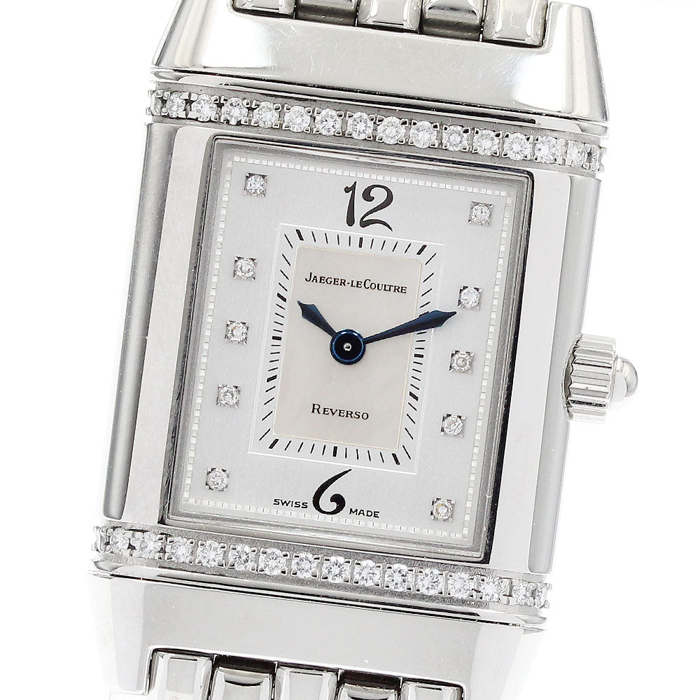 JAEGER-LECOULTRE Reverso 265.8.08 10P diamond bezel Silver / white shell Dial Quartz Ladies Watch_921582