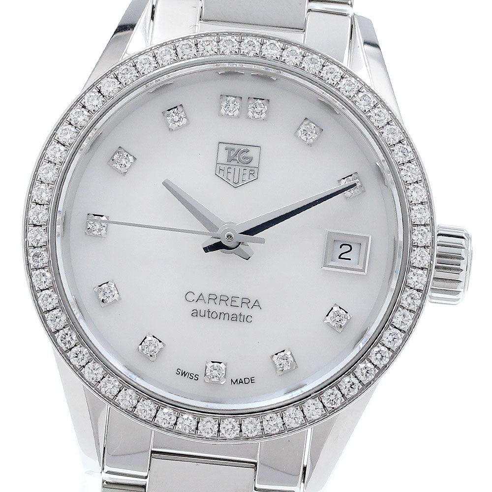 TAG HEUER Carrera WAR24XX-CS 12P diamond bezel White shell Dial Automatic Ladies Watch_921612