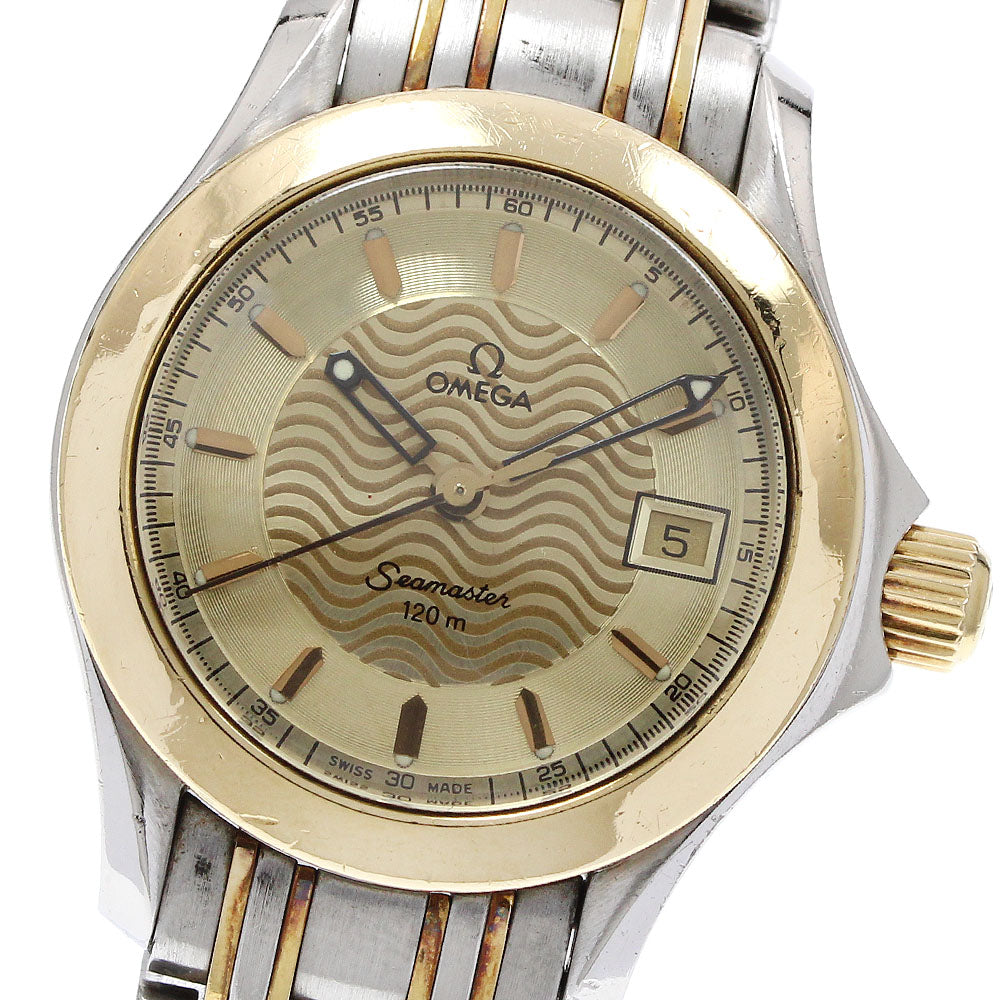 OMEGA Seamaster120 2371.11 YG bezel date gold Dial Quartz Ladies Watch_921658