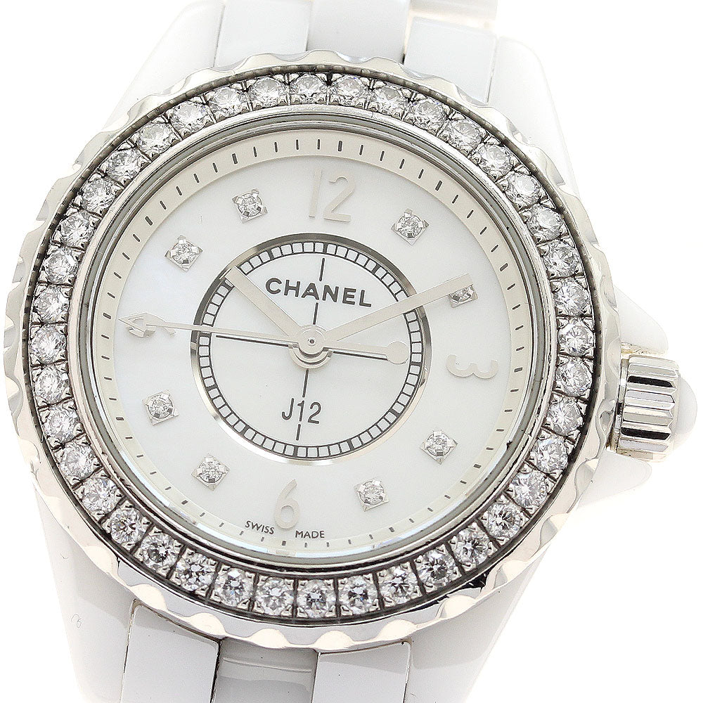 CHANEL J12 H2572 White ceramic diamond bezel 8P diamond White shell Dial Quartz Ladies Watch_921782