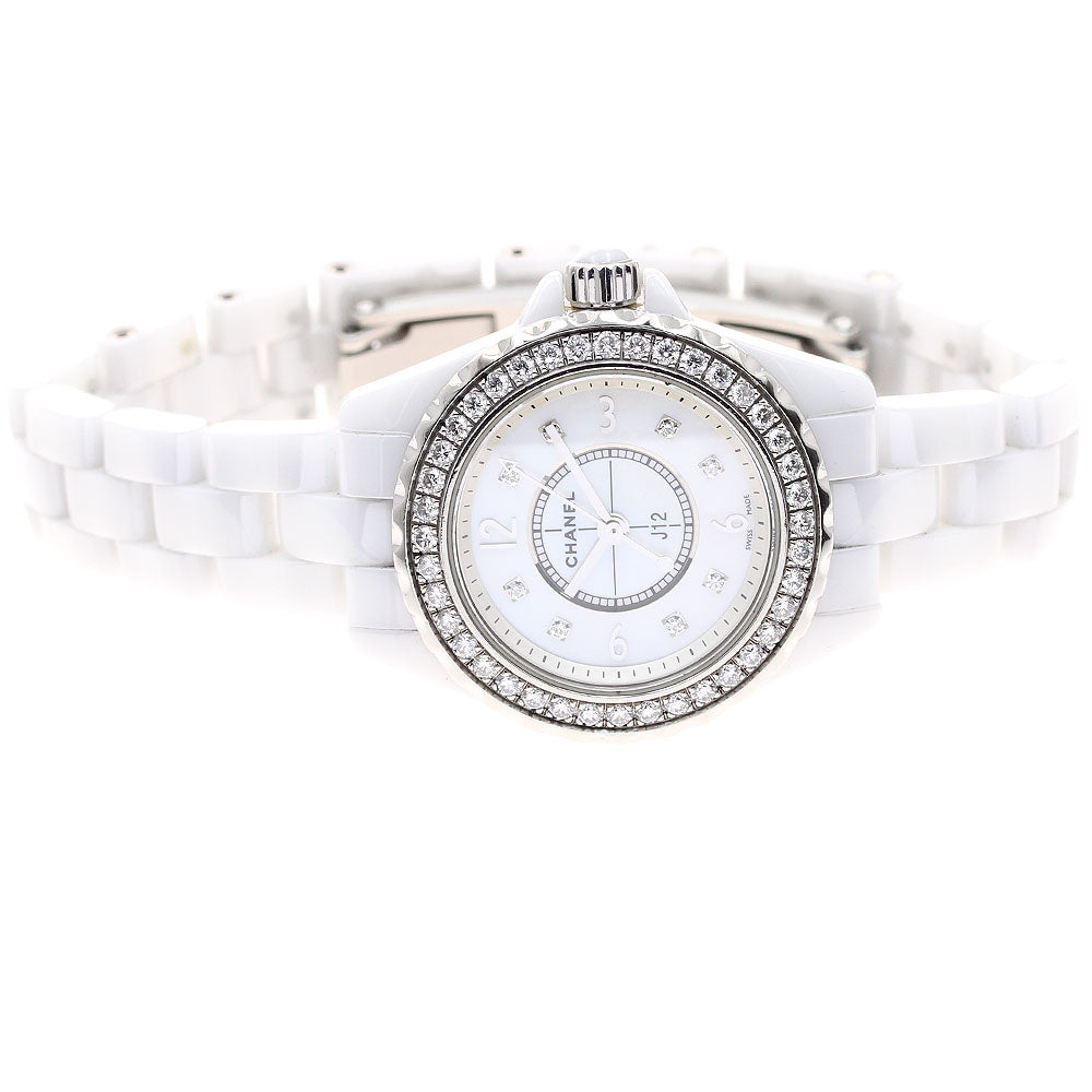 CHANEL J12 H2572 White ceramic diamond bezel 8P diamond White shell Dial Quartz Ladies Watch_921782
