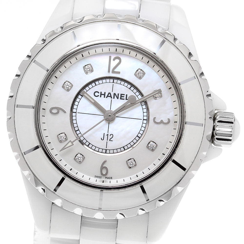 CHANEL J12 33mm H2422 White ceramic 8P diamond White shell Dial Quartz Ladies Watch_921790