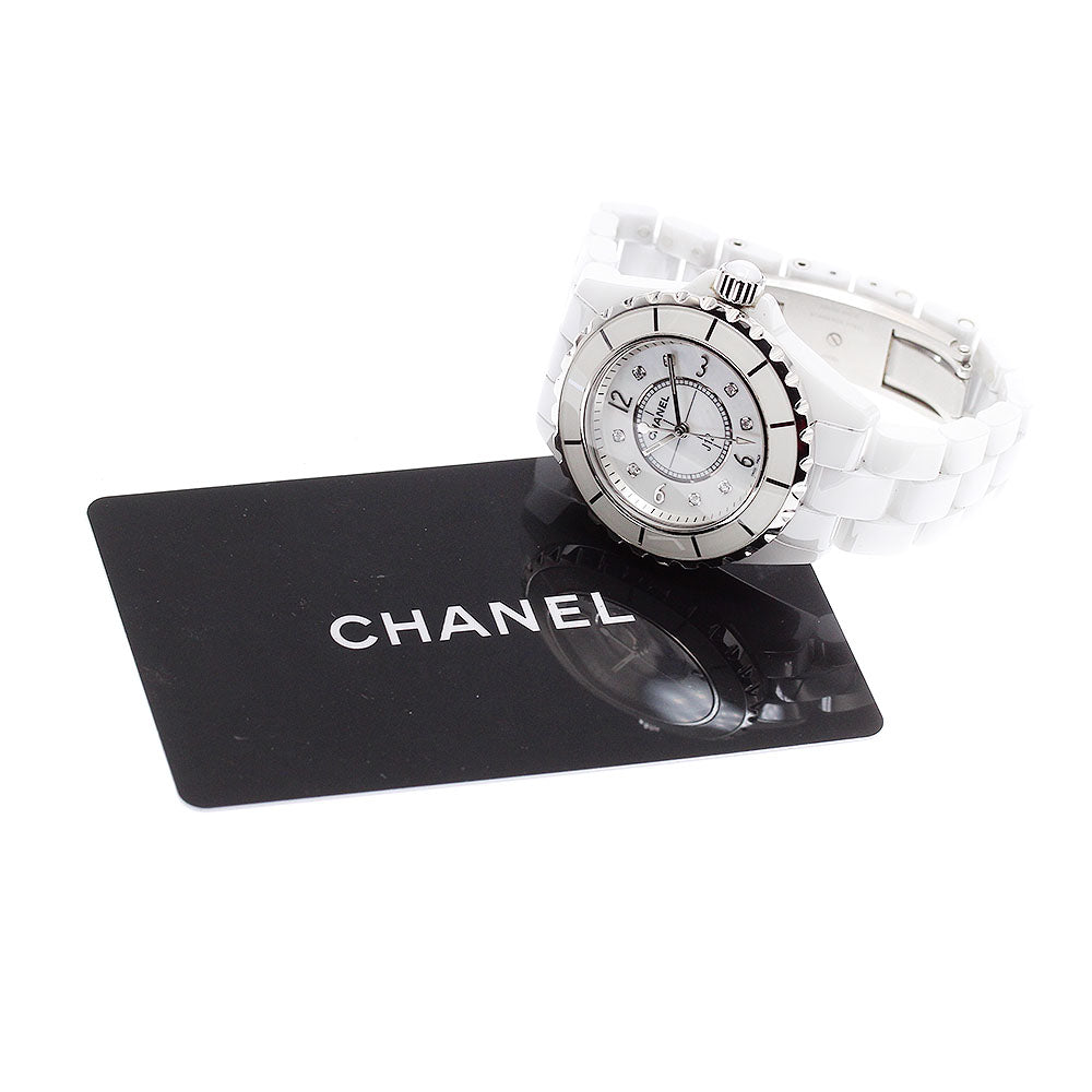 CHANEL J12 33mm H2422 White ceramic 8P diamond White shell Dial Quartz Ladies Watch_921790