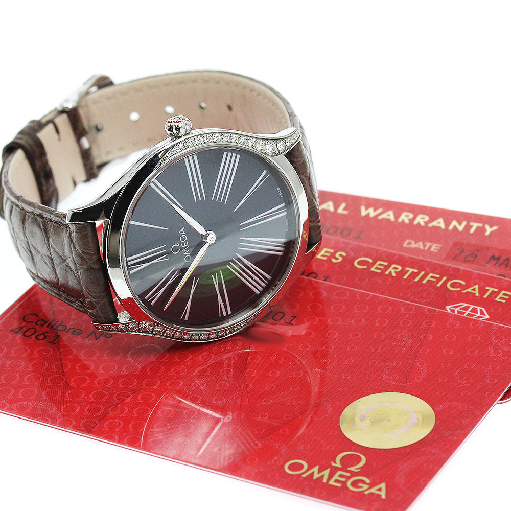 OMEGA De Ville Tresor 428.18.36.60.03.001 Diamond Bezel Navy Dial Quartz Ladies Watch_921795