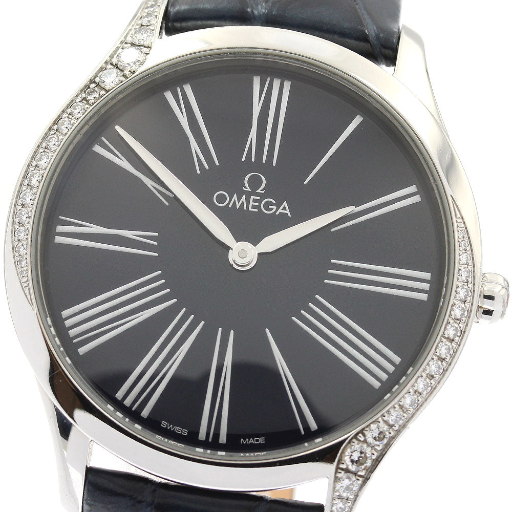 OMEGA De Ville Tresor 428.18.36.60.03.001 Diamond Bezel Navy Dial Quartz Ladies Watch_921824