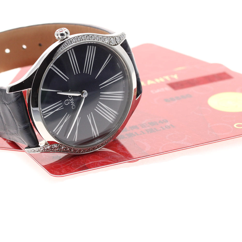 OMEGA De Ville Tresor 428.18.36.60.03.001 Diamond Bezel Navy Dial Quartz Ladies Watch_921824