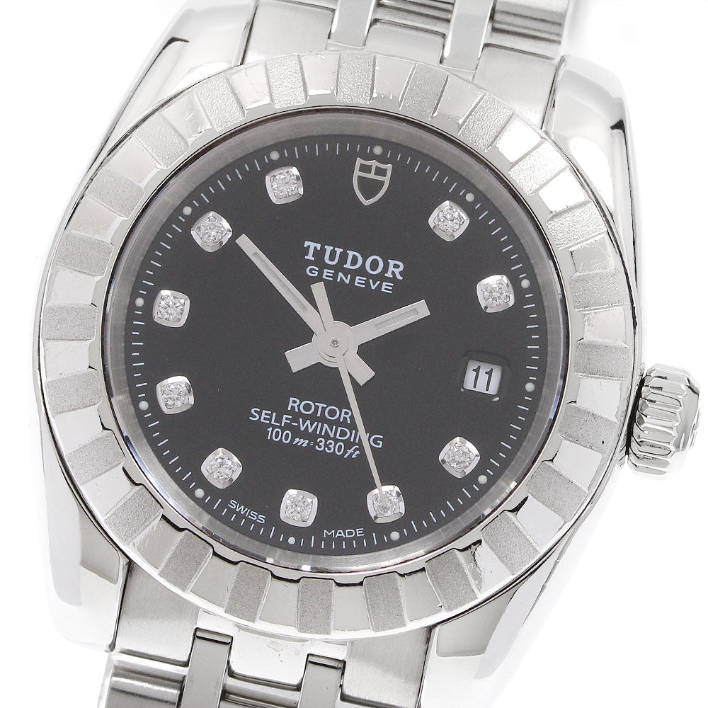 TUDOR Classic Date 22010 10P diamond black Dial Automatic Ladies Watch_921826
