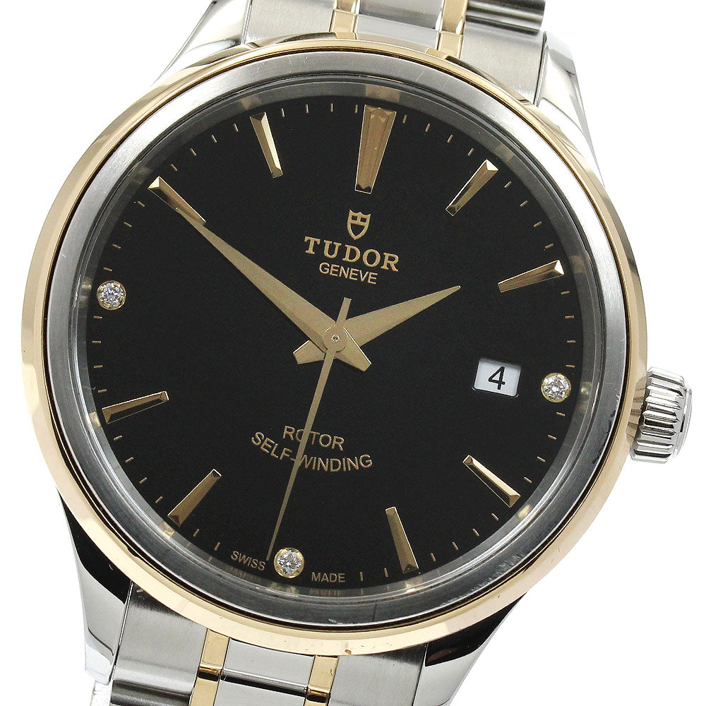 TUDOR style 12503 YG2 tone 3P diamond black Dial Automatic Men's Watch_921842