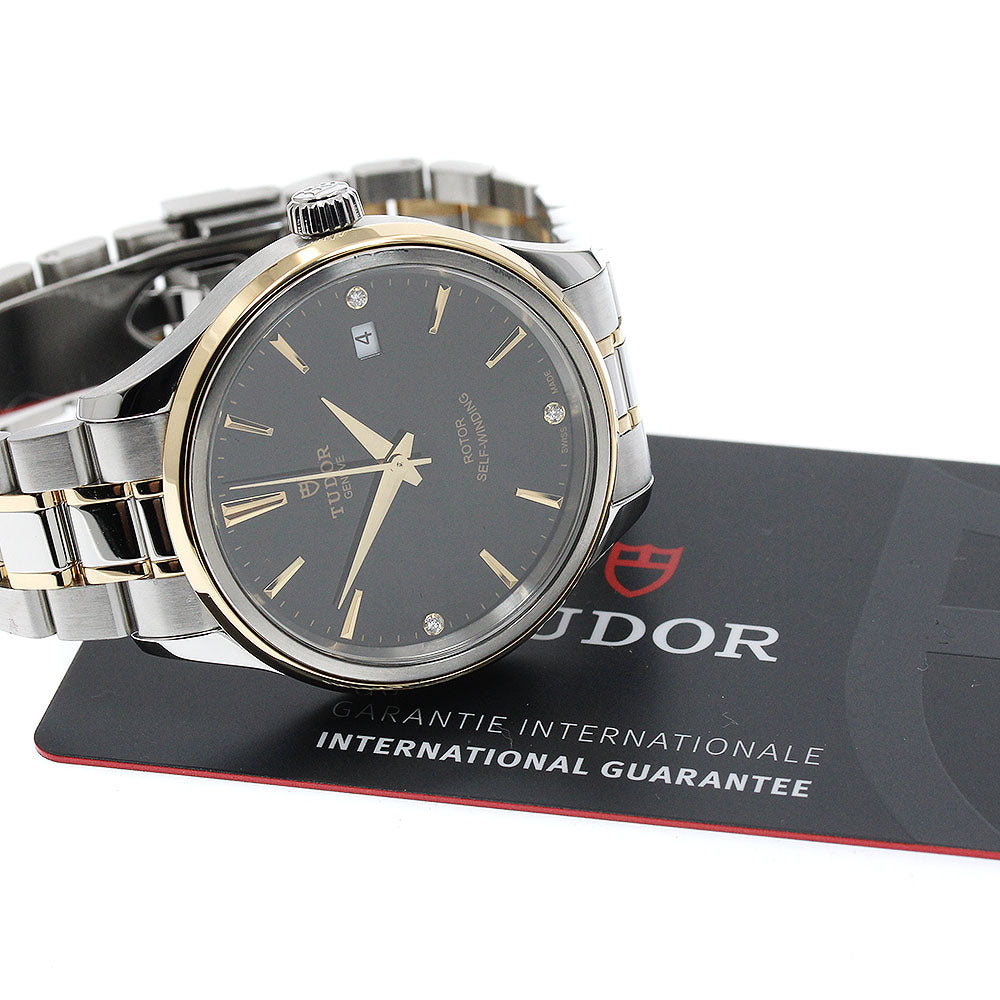 TUDOR style 12503 YG2 tone 3P diamond black Dial Automatic Men's Watch_921842