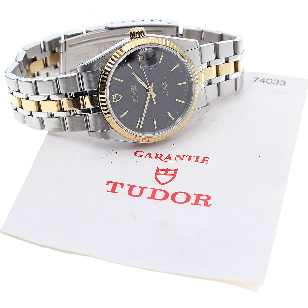 TUDOR Prince Date 74033 YG bezel black Dial Automatic Men's Watch_921852