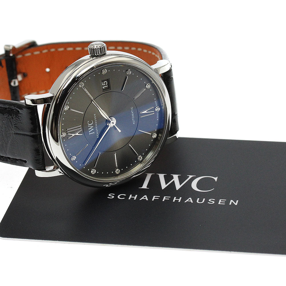 IWC SCHAFFHAUSEN Portofino IW458102 37MM 12P Diamond gray Dial Automatic Boy's Watch_921872