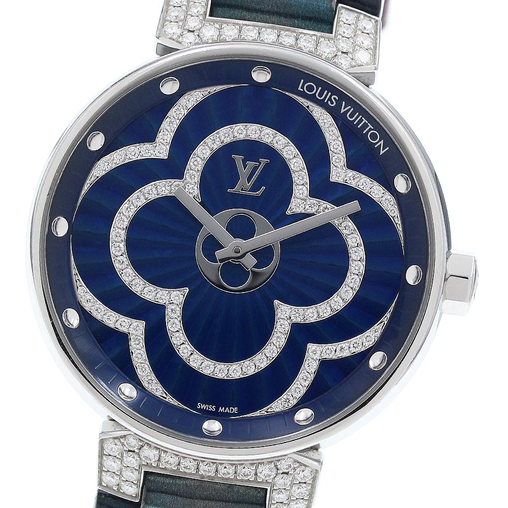 LOUIS VUITTON Tambour Moon Divine QA095 diamond blue Dial Quartz Ladies_921969