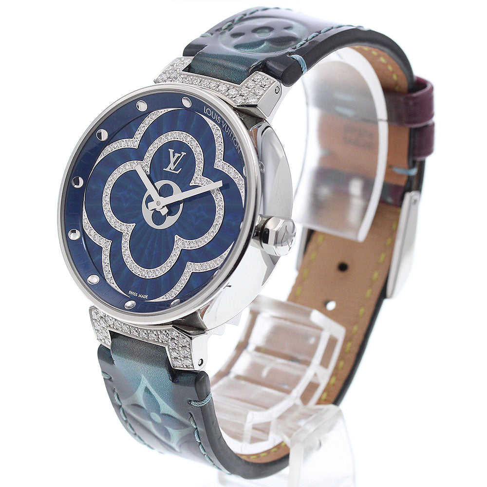LOUIS VUITTON Tambour Moon Divine QA095 diamond blue Dial Quartz Ladies_921969