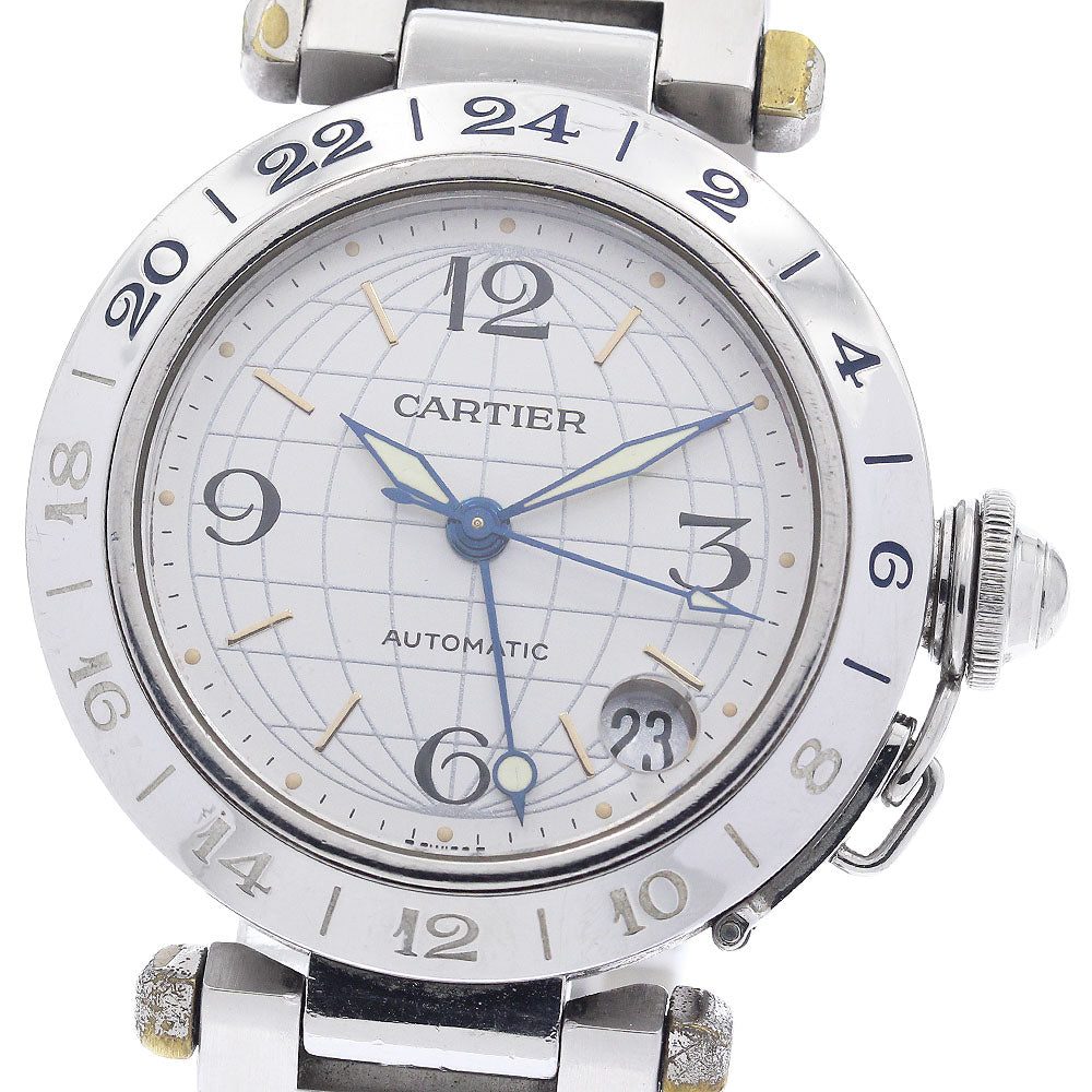 CARTIER Pasha C Meridian W31029M7 GMT Silver Dial Automatic Boy's Watch_921987
