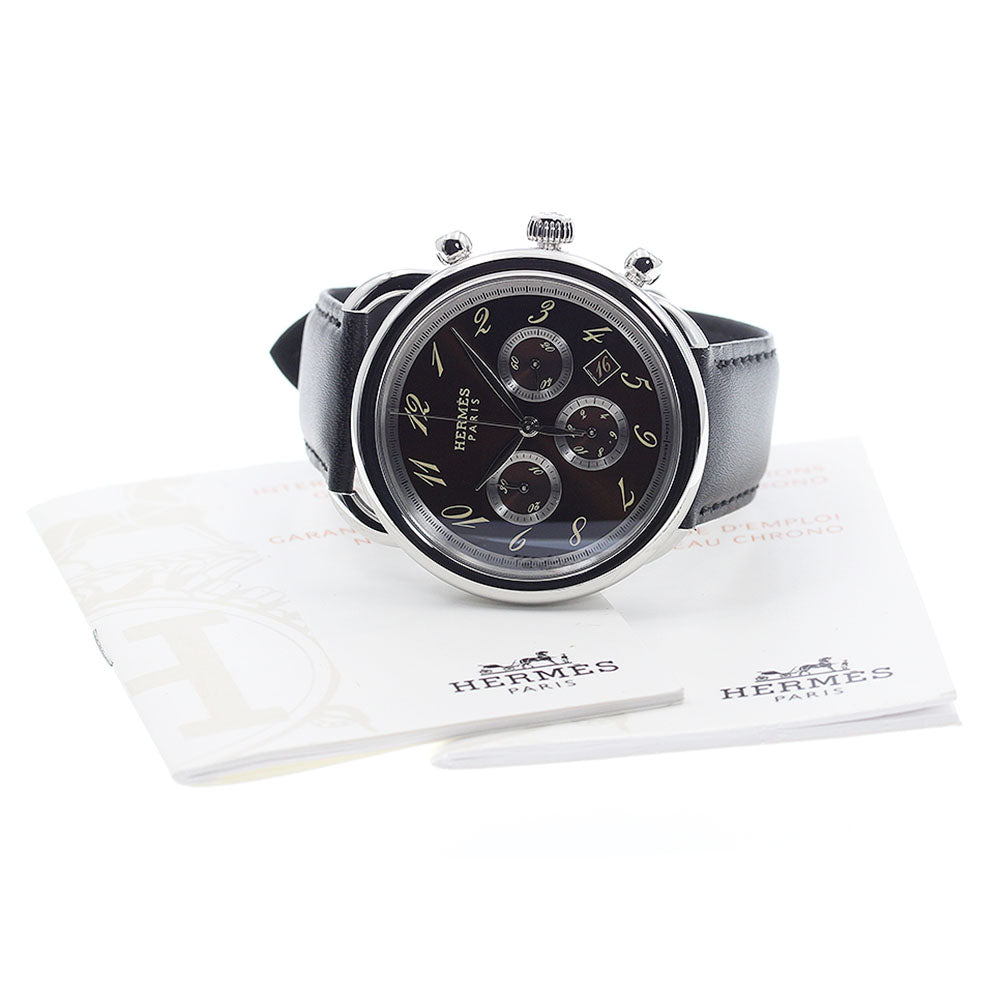 HERMES Arceau AR4.910 Chronograph Brown Dial Automatic Men's Watch_921996