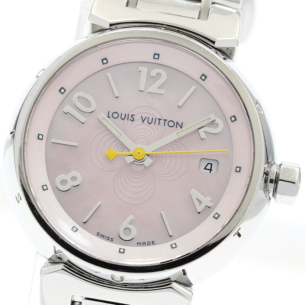 LOUIS VUITTON Tambour Q1216 Date Pink shell Dial Quartz Ladies Watch_921998