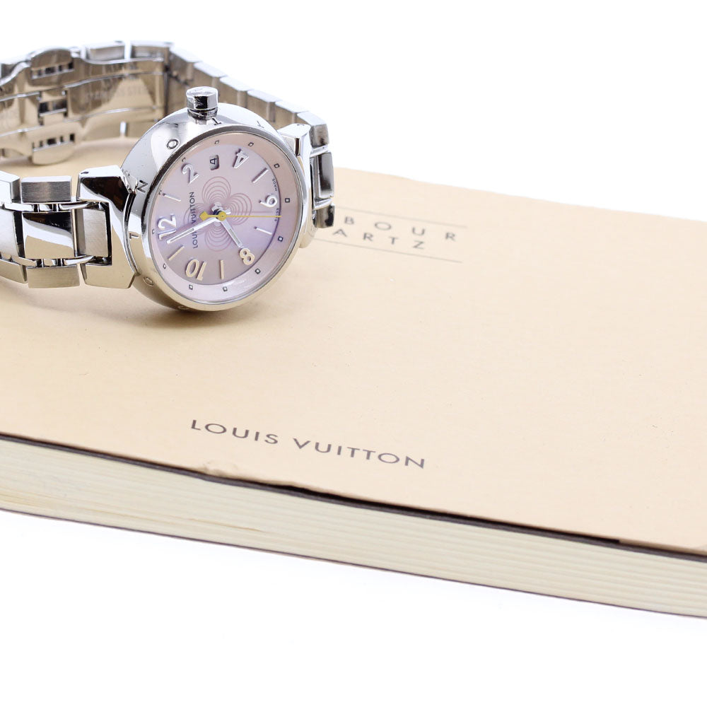 LOUIS VUITTON Tambour Q1216 Date Pink shell Dial Quartz Ladies Watch_921998